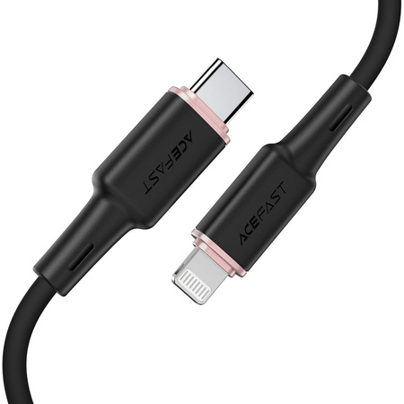 Kabel MFI USB-C - Apple Lightning 3A 1,2m Szybkie Ładowanie i Przesyłanie Danych Zinc Alloy Silicone Charging Data Cable (C2-01) czarny