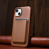 iCarer Case Leather pokrowiec etui z naturalnej skóry do iPhone 14 brązowy (WMI14220705-BN) (kompatybilne z MagSafe)