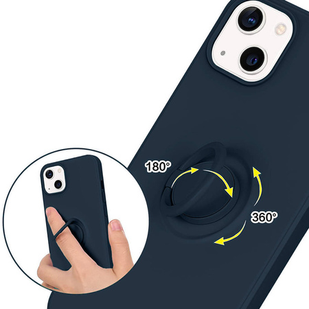 Etui IPHONE 13 PRO MAX Silikonowe Ring Pierścień Magnetyczny Silicone Ring granatowe