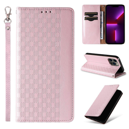 Magnet Strap Case für iPhone 13 Pro Tasche Wallet + Mini Lanyard Pendant Pink