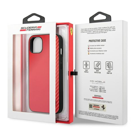 Ferrari FESAXHCP13SRE iPhone 13 mini 5,4" czerwony/red hardcase On Track Carbon Stripe