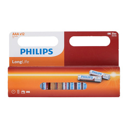 Philips LongLife - Zestaw baterii cynkowych AAA / R03 1.5V 12 szt.