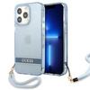 Schutzhülle IPHONE 13 PRO Guess Hardcase Translucent Stap (GUHCP13LHTSGSB) blau