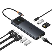 HUB 10in1 Baseus Metal Gleam Series USB-C to USB-C PD / USB-C / 3x USB-A / 2x HDMI / RJ-45 / SD / TF - black