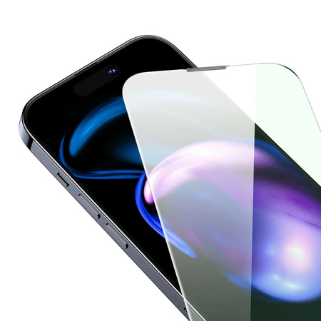 Baseus szkło hartowane do iPhone 14 Pro na cały ekran z filtrem Anti Blue Light i osłoną na głośnik 0.3mm + ramka montażowa