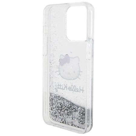 Hello Kitty Liquid Glitter Charms Kitty Head case for iPhone 15 Pro Max - silver