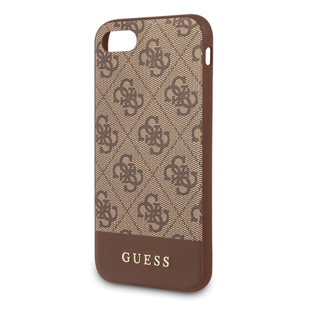 Guess 4G Bottom Stripe Collection - Etui iPhone SE 2020 / 8 / 7 (brązowy)