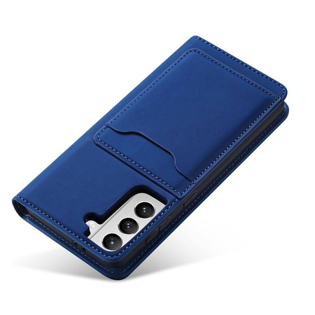 Magnet Kartenetui für Samsung Galaxy S22+ (S22 Plus) Tasche Wallet Card Holder Blau