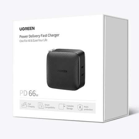 Ugreen ładowarka sieciowa 2x USB Typ C 66W Power Delivery 3.0 Quick Charge 4.0+ czarny (CD216)