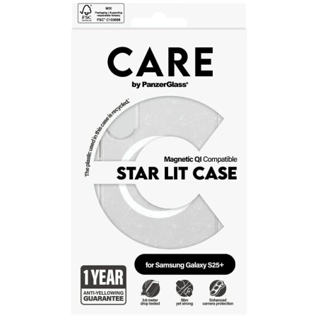 CARE by PanzerGlass Flagship Urban Combat StarLight White QI Case for Samsung Galaxy S25+ - Transparent