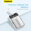 Baseus Magnetic Mini MagSafe 10000mAh 30W powerbank with built-in Lightning cable - white + Baseus Simple Series USB-C - USB-C 60W 0.3m cable