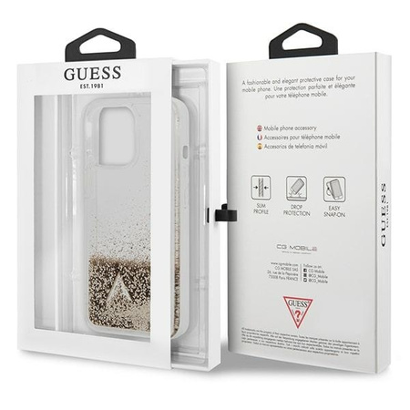 Guess GUOHCP14LGLHFLGO iPhone 14 Pro 6.1 &quot;Gold / Gold Hardcase Glitter Charms