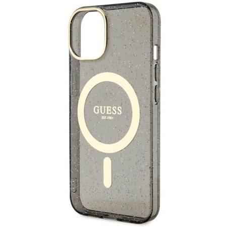 Guess GUHMP14SHCMCGK iPhone 14 6.1" czarny/black hardcase Glitter Gold MagSafe