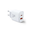 Joyroom JR-TCF05 20W USB-C / USB-A Fast Dual Port Wall Charger - White + USB-C - Lightning 1m