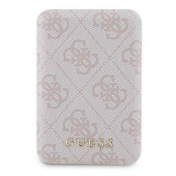 Guess Induction Powerbank 15W GUPB5FP4EMGP 5000mAh pink/pink 4G Leather Metal Logo MagSafe