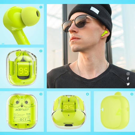 Acefast In -Ear-Funkkopfhörer TWS Bluetooth grün (T6 Jugendgrün)