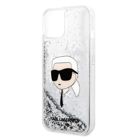 Karl Lagerfeld Liquid Glitter NFT Karl's Head - Etui iPhone 14 Plus (srebrny)