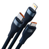 Baseus Flash Series Ⅱ One-for-three Fast Charging Data Cable USB to M+L+C 100W 1.2m Blue