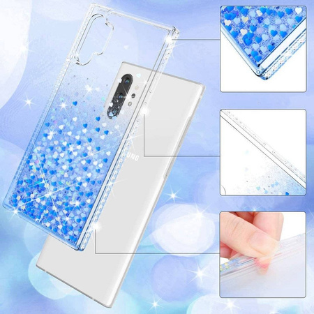 Etui IPHONE 12 PRO MAX Diamond Liquid Przelewany Brokat niebieskie