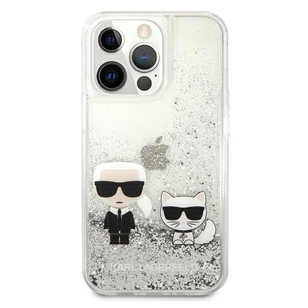 Karl Lagerfeld KLHCP13LGKCS 13 Pro / 13 6,1" srebrny/silver hardcase Liquid Glitter Karl&Choupette