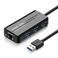 Ugreen 20265 USB-A / RJ45 1000 MBit/s HUB 3x USB 3.0 Netzwerkadapter – Schwarz