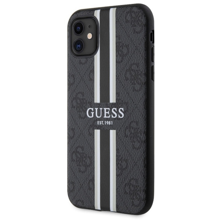 Guess GUHMN61P4RPSK iPhone 11 / Xr black/black hardcase 4G Printed Stripes MagSafe