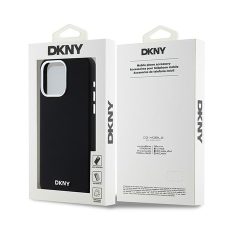 Etui DKNY Liquid Silicone Small Metal Logo MagSafe na iPhone 14 Pro Max - czarne