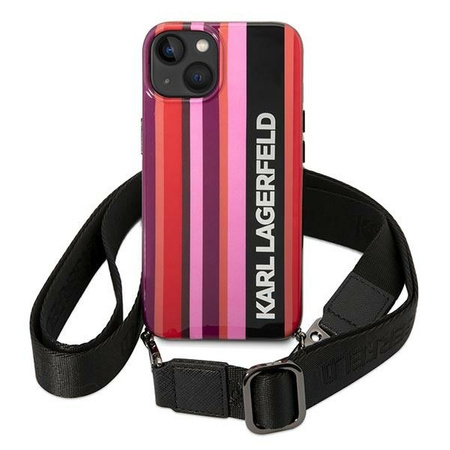 Karl Lagerfeld KLHCP14SSTSTP iPhone 14 6.1 &quot;hardcase pink / pink Color Stripes Strap