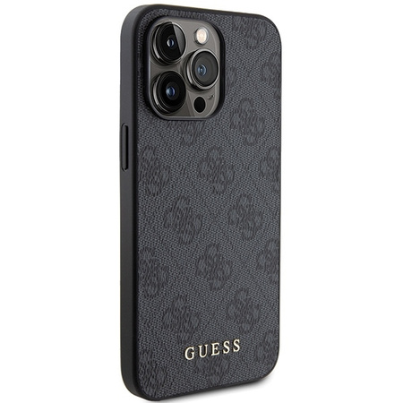 Etui Guess 4G Metal Gold Logo na iPhone 15 Pro - szare