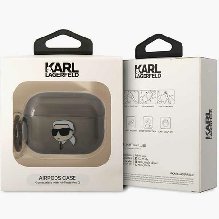 Karl Lagerfeld KKLAP2HNIKTCK Airpods Pro 2 Hülle schwarz/schwarz Ikonik Karl Lagerfeld