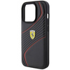 Ferrari Twist Metal Logo Hülle für iPhone 15 Pro – Schwarz