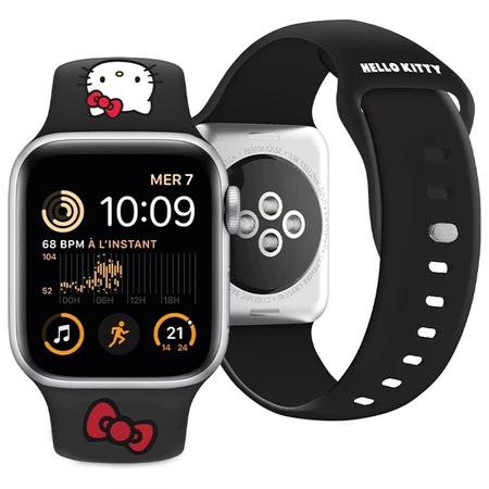 Hello Kitty Silikon-Kitty-Kopfband für Apple Watch 42/44/45/49 mm – Schwarz