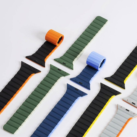 Magnetyczny pasek Apple Watch SE, 8, 7, 6, 5, 4, 3, 2, 1 (41, 40, 38 mm) Dux Ducis Strap (LD Version) - czarno-pomarańczowy