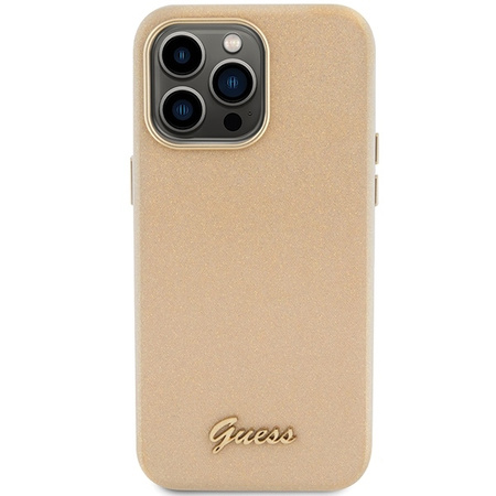 Guess Glitter Glossy Script case for iPhone 15 Pro - gold