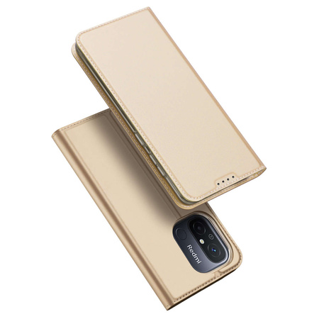 Dux Ducis Skin Pro Hülle für Xiaomi Redmi 11A / Poco C55 / Redmi 12C Cover Flip Card Wallet Stand Gold