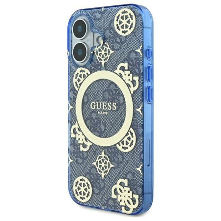 Original Case IPHONE 16 Guess Hardcase IML Peony On 4G Background MagSafe (GUHMP16SH4PYEEB) blue