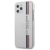 US Polo Assn Shiny Tricolor Stripes - Etui iPhone 12 Pro Max (biały)