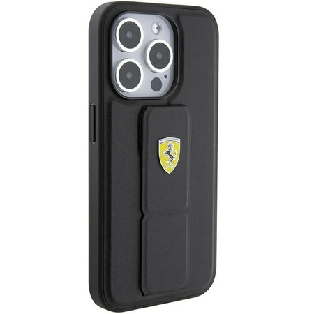 Ferrari nakładka do iPhone 15 Pro Max 6,7&quot; FEHCP15XGSPSIK czarna HC GRIP STAND PU