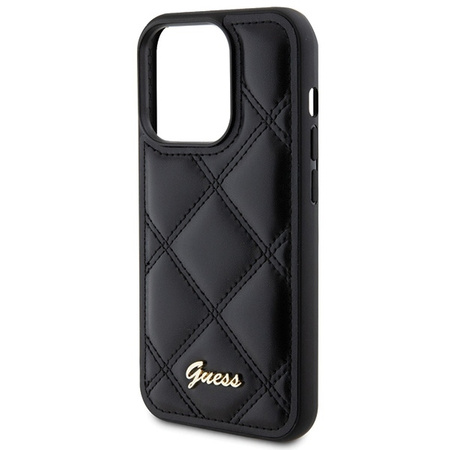 Guess nakładka do iPhone 15 Pro 6,1" GUHCP15LPSQSQSK czarna HC PU Quilted Metal Logo