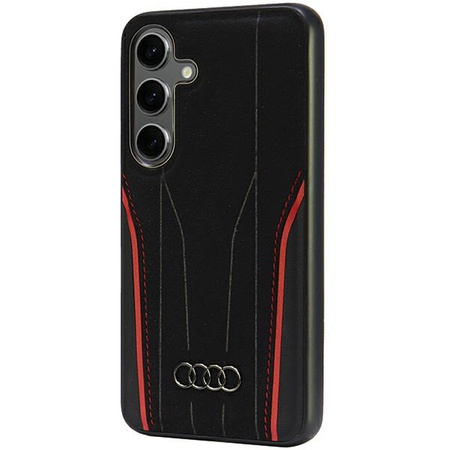 Audi Genuine Leather MagSafe S24 S921 czarno-czerwony/black-red hardcase AU-TPUPCS24-R8/D3-RD