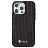 Guess Pailletten Script Metallhülle für iPhone 15 – Schwarz