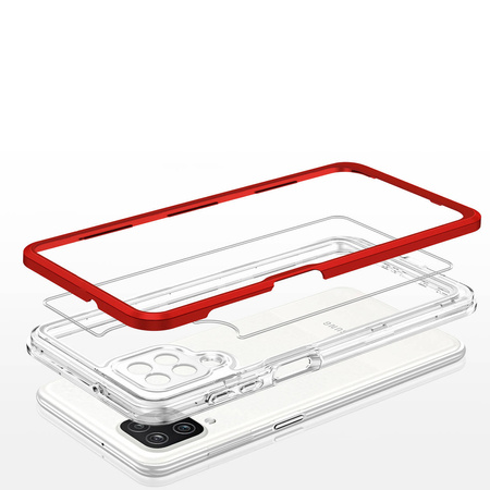 Klare 3in1 Hülle für Samsung Galaxy A22 4G Frame Gel Cover Rot