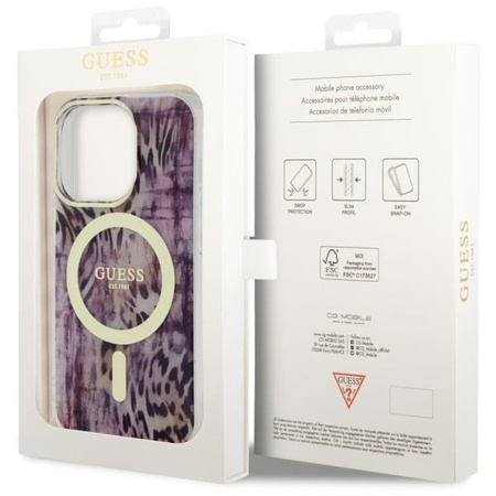 Guess GUHMP14LHLEOPWP iPhone 14 Pro 6.1" pink/pink Hardcase Leopard MagSafe