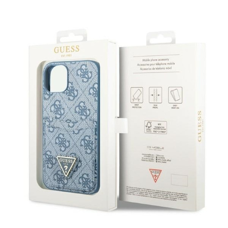 Schutzhülle IPHONE 13 MINI Guess Hardcase 4G Triangle Logo Cardslot (GUHCP13SP4TPB) blau