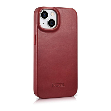 iCarer CE Oil Wax Premium Leather Folio Case Leather Case for iPhone 14 Plus Flip Magnetic MagSafe red (AKI14220707-RD)