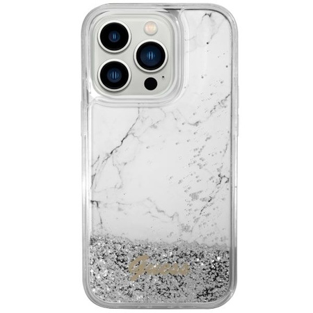 Guess GUHCP14LLCSGSGH iPhone 14 Pro 6.1" biały/white hardcase Liquid Glitter Marble