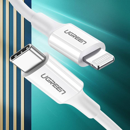 Ugreen kabel przewód USB Typ C - Lightning MFI 1m 3A 18W biały (10493)