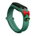 Strap Xmas opaska do Xiaomi Mi Band 4 / Mi Band 3 świąteczny silikonowy pasek bransoletka ciemnozielony (dzwonek)