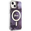 Guess GUHMP14SHTMRSU iPhone 14 6.1&quot; purple/purple hardcase Golden Marble MagSafe