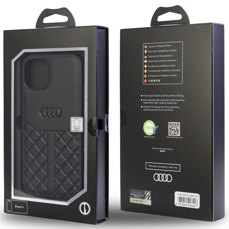 Audi Echtleder iPhone 12/12 Pro 6,1&quot; schwarz/schwarz Hardcase AU-TPUPCIP12P-Q8/D1-BK